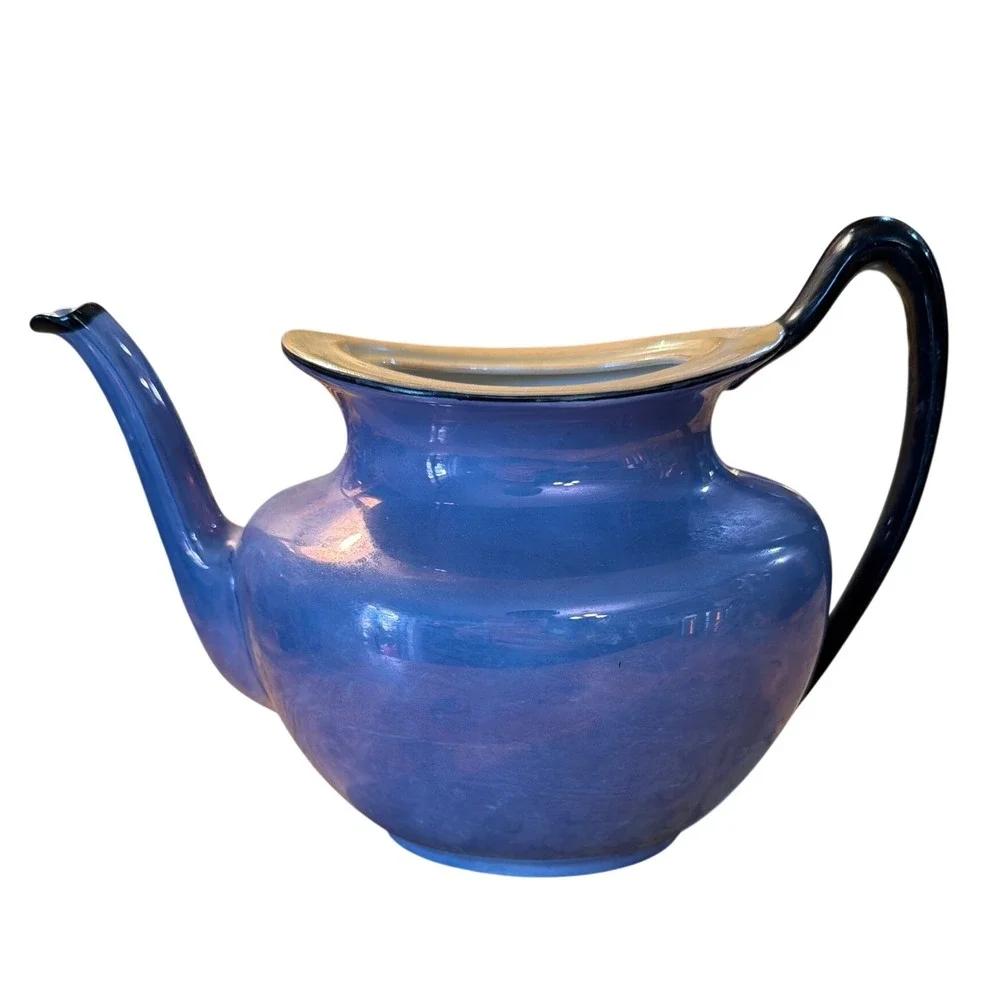 Phoenix China Teapot 8.5in Blue Iridescent Lusterware Czechoslovakia 1920s DECOR